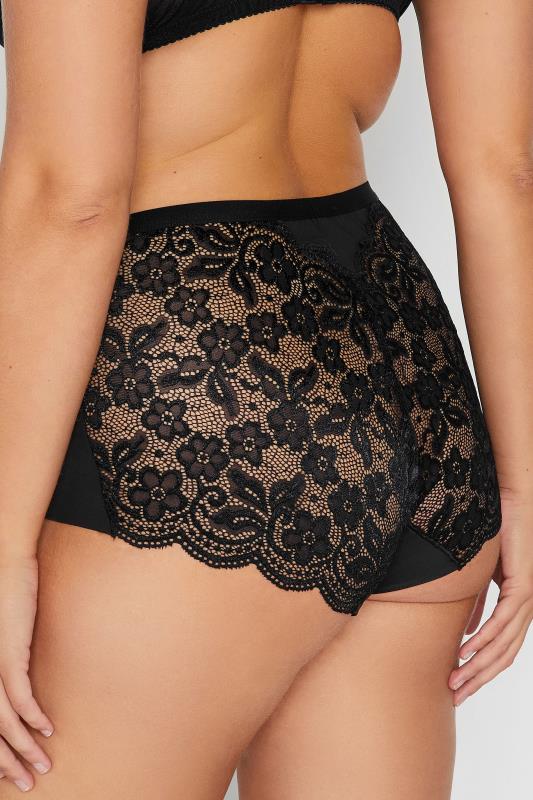 Evans YOURS 3 PACK Curve Black Lace Full Briefs