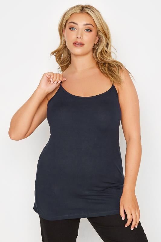Evans YOURS 3 PACK Curve Black & Navy Blue Cami Tops