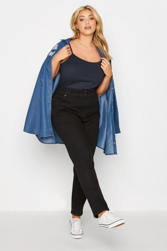 Evans YOURS 3 PACK Curve Black & Navy Blue Cami Tops
