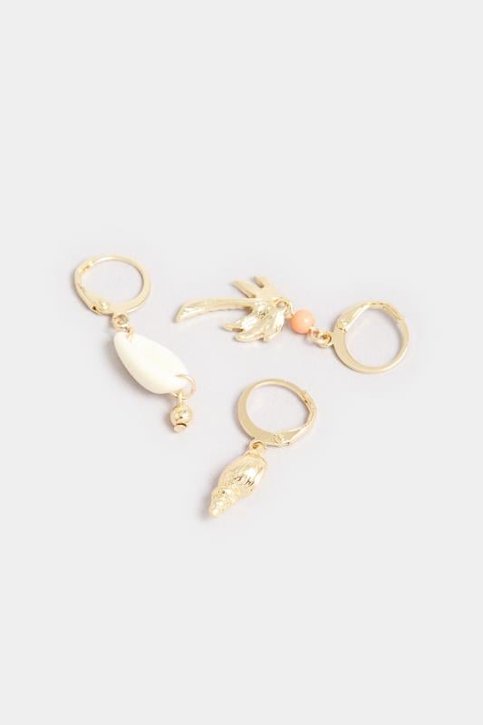 Evans Yours 3 PACK Gold Shell Palm Earrings Set
