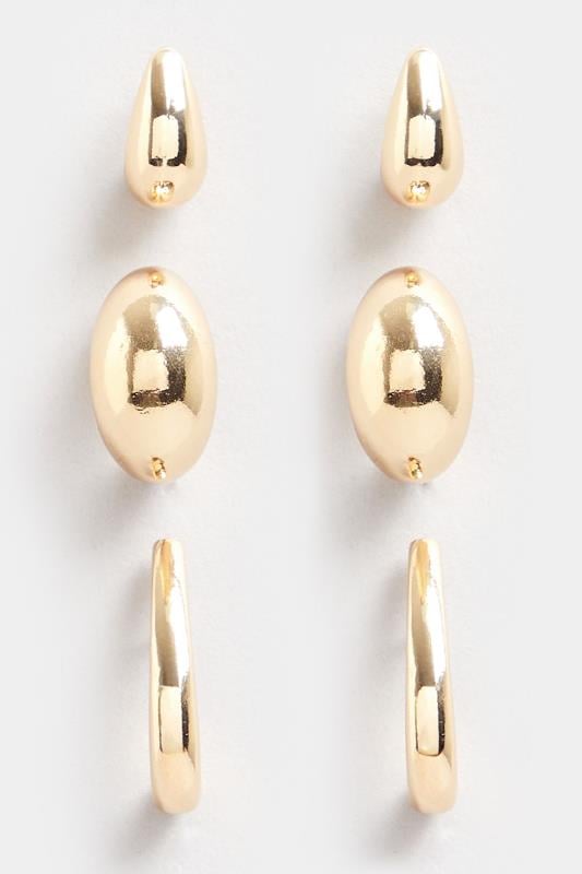 Evans Yours 3 PACK Gold Tone Droplet Hoop Set