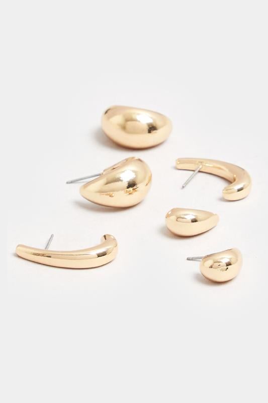 Evans Yours 3 PACK Gold Tone Droplet Hoop Set