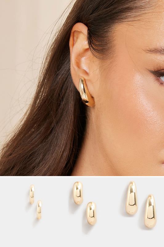 evans Yours 3 PACK Gold Tone Teardrop Earring Set