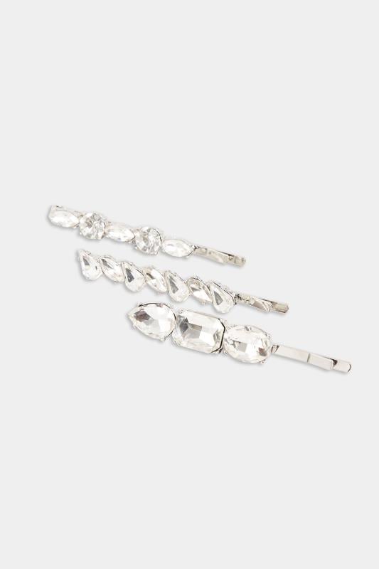 Evans Yours 3 PACK Silver Crystal Hairslide Set