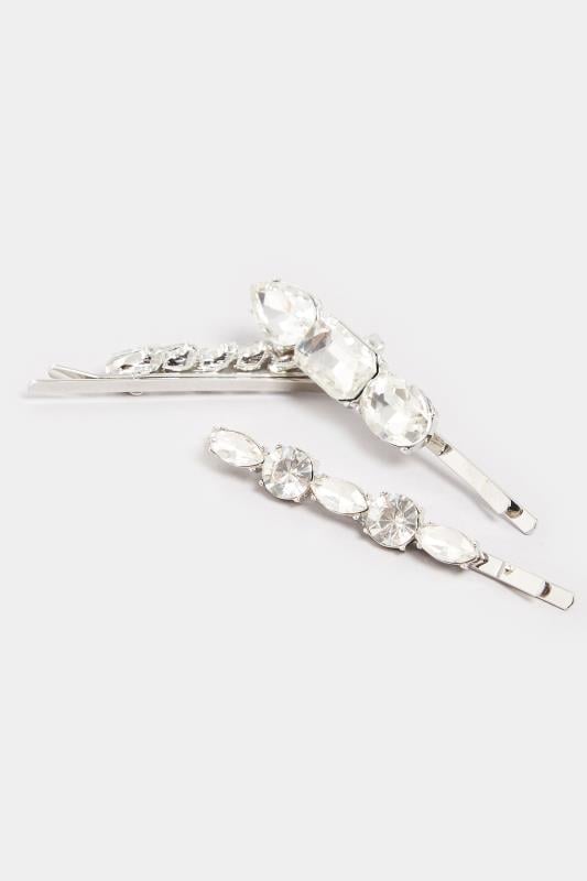 Evans Yours 3 PACK Silver Crystal Hairslide Set