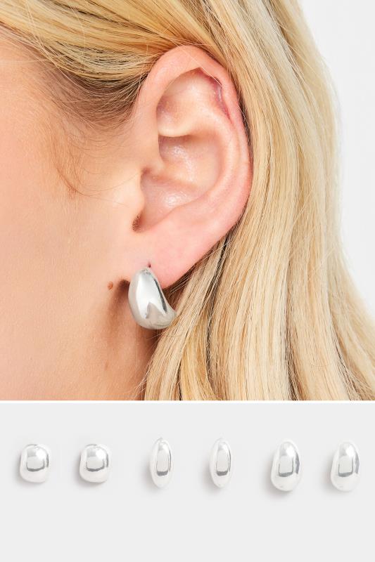 evans Yours 3 PACK Silver Small Chunky Small Hoops