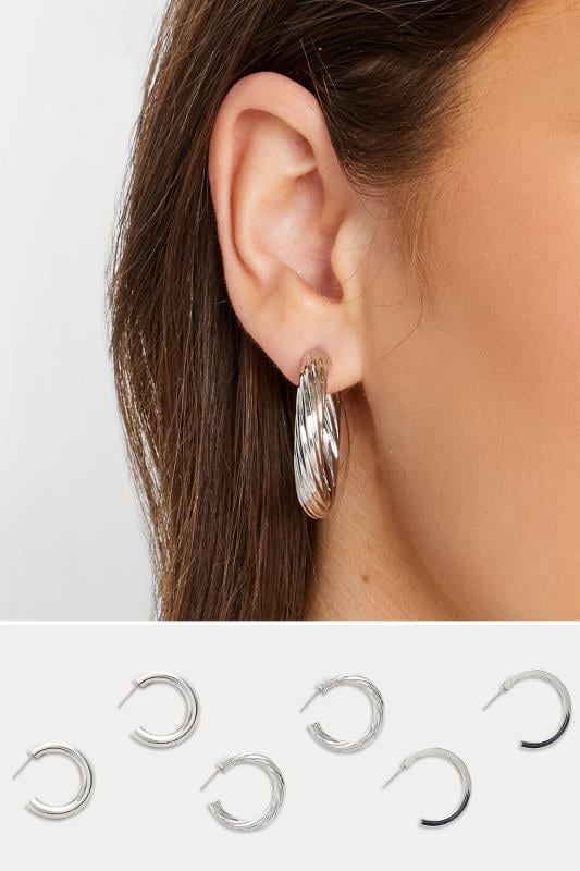 evans Yours 3 PACK Silver Small Hoop Earrings Set