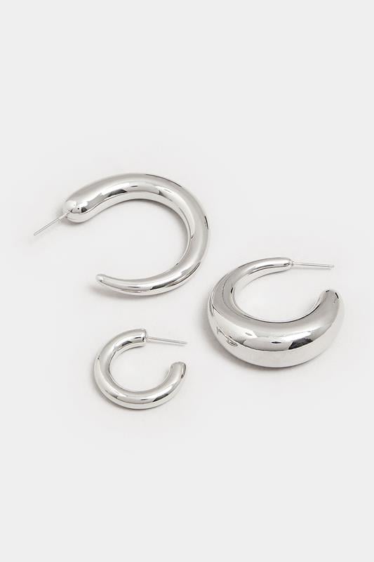 Evans Yours 3 PACK Silver Tone Hoop Earrings Set