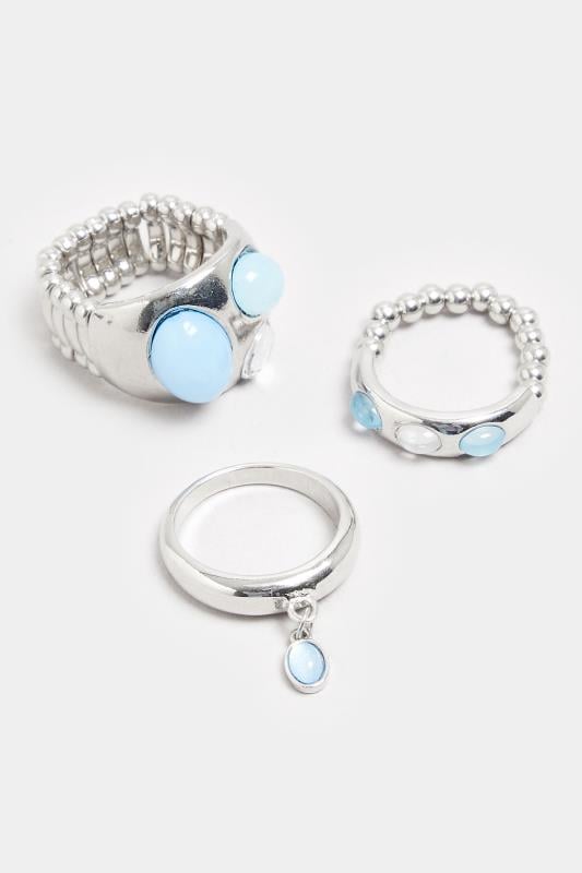 Evans Yours 3 PACK Silver Tone Stone Ring Set
