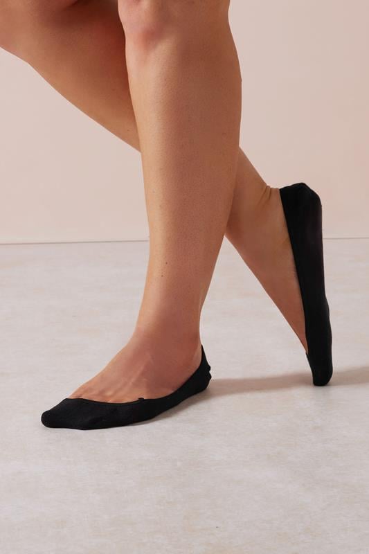 Evans Yours 4 PACK Black Footsie Socks