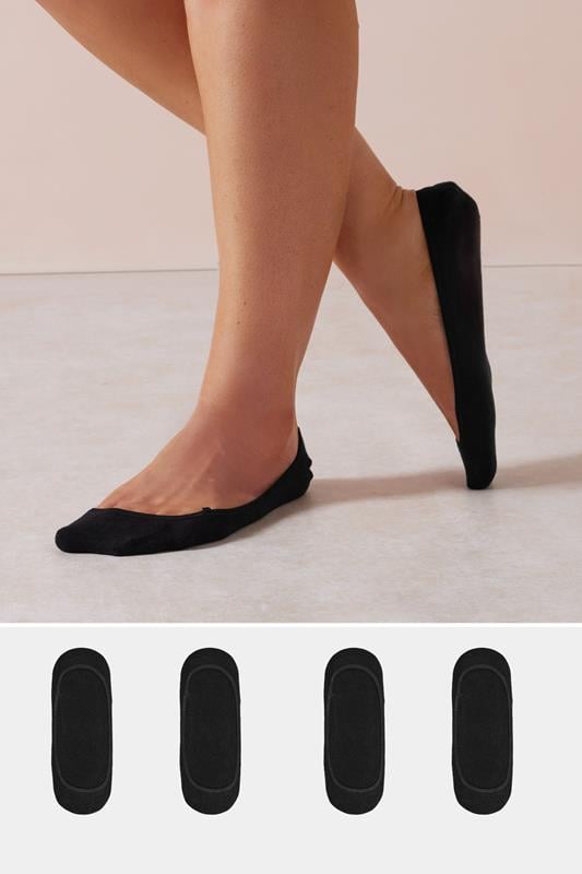 evans Yours 4 PACK Black Footsie Socks
