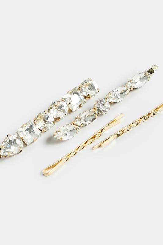 Evans Yours 4 PACK Gold Crystal Hairslide Set