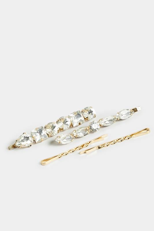Evans Yours 4 PACK Gold Crystal Hairslide Set