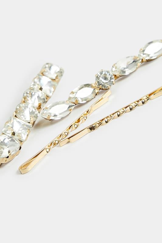 Evans Yours 4 PACK Gold Crystal Hairslide Set