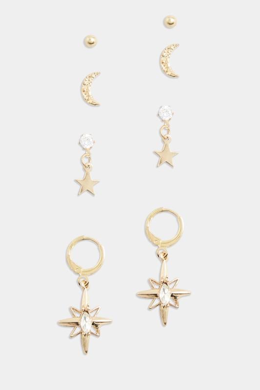 Evans Yours 4 PACK Gold Star Diamante Earrings Set
