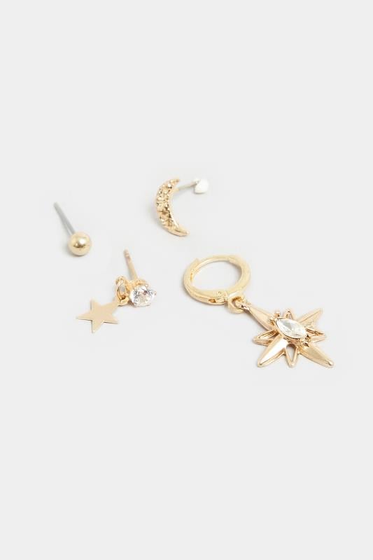 Evans Yours 4 PACK Gold Star Diamante Earrings Set