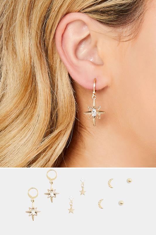 evans Yours 4 PACK Gold Star Diamante Earrings Set