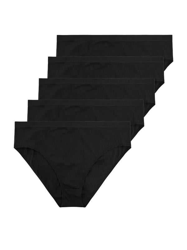 Evans YOURS 5 PACK Curve Black High Leg Briefs