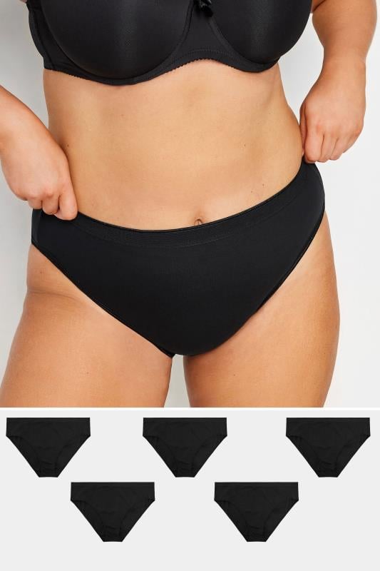 evans YOURS 5 PACK Curve Black High Leg Briefs
