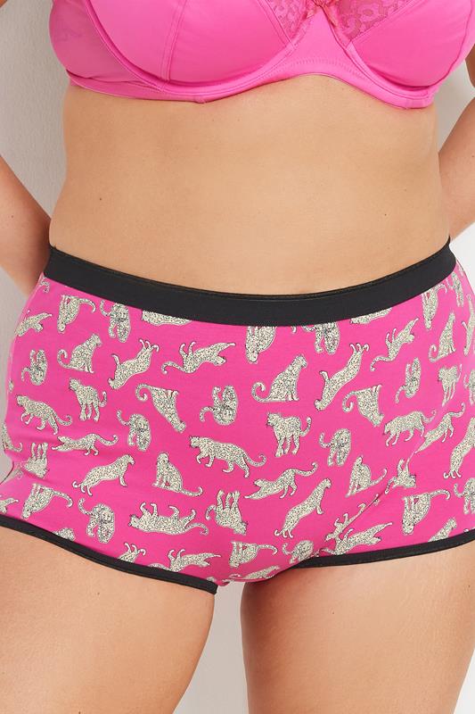 Evans YOURS 5 PACK Curve Pink Leopard Print Shorts