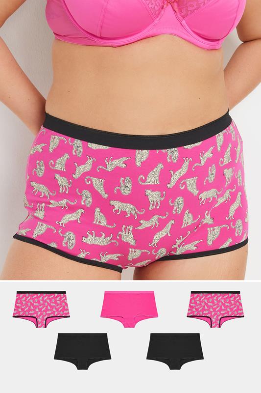 evans YOURS 5 PACK Curve Pink Leopard Print Shorts