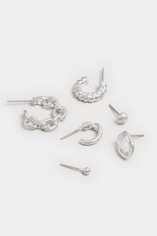 Evans Yours 6 PACK Silver Stud & Hoop Earrings Set