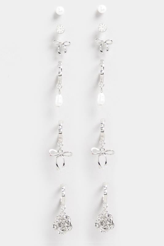 Evans Yours 6 PACK Silver Tone Bow & Pearl Earrings