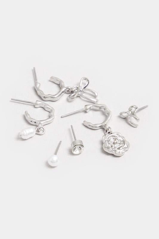 Evans Yours 6 PACK Silver Tone Bow & Pearl Earrings