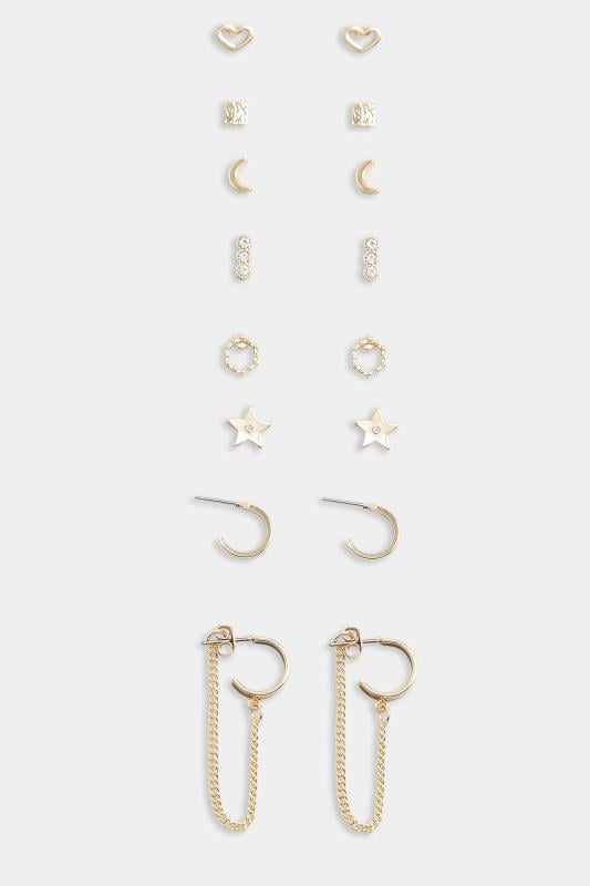 Evans Yours 8 PACK Gold Tone Celestial Earring Set