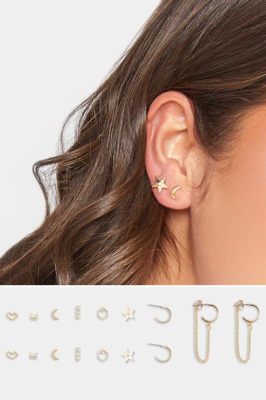evans Yours 8 PACK Gold Tone Celestial Earring Set