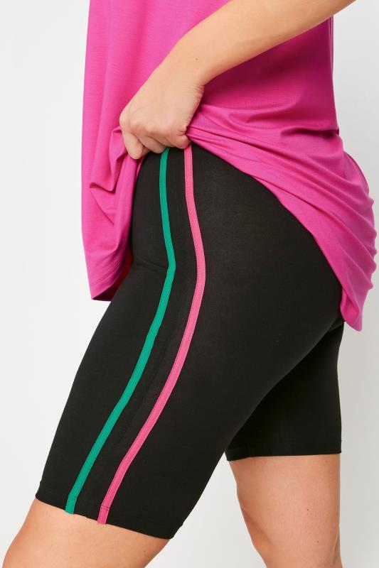 Evans YOURS ACTIVE Curve Black Side Stripe Shorts