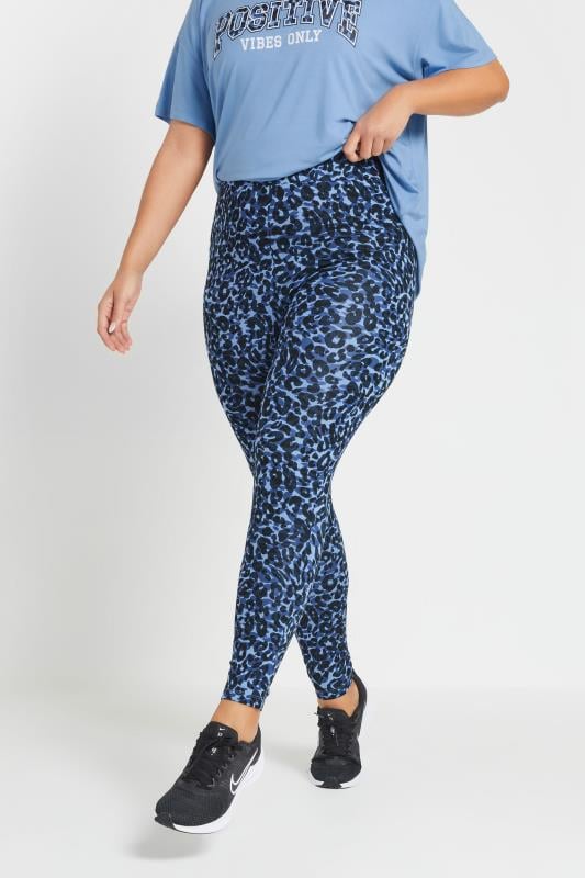 Evans YOURS ACTIVE Curve Blue Leopard Leggings