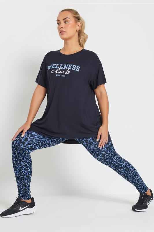 Evans YOURS ACTIVE Curve Blue Leopard Leggings