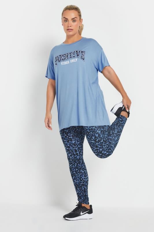 evans YOURS ACTIVE Curve Blue Leopard Leggings