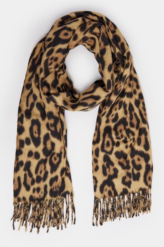 Evans Yours Beige Brown Leopard Print Scarf