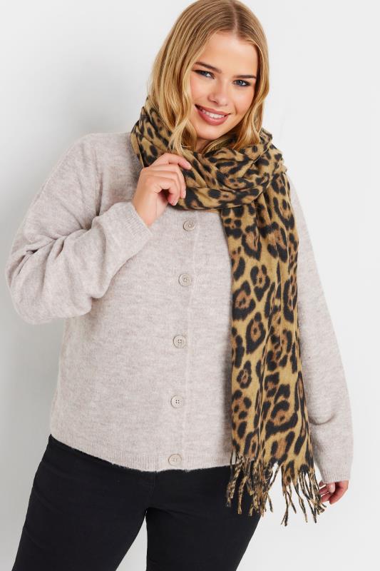 evans Yours Beige Brown Leopard Print Scarf