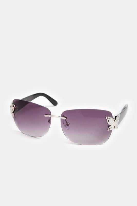 Evans Yours Black Butterfly Frameless Sunglasses