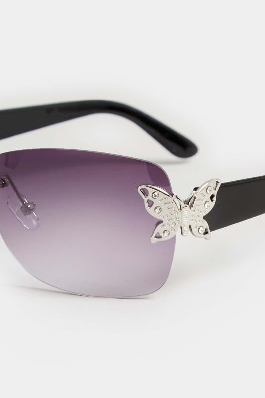 Evans Yours Black Butterfly Frameless Sunglasses