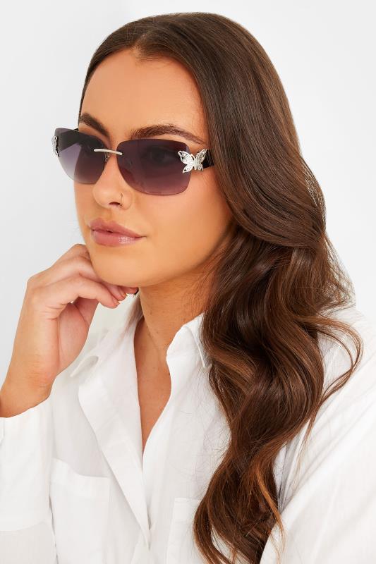 evans Yours Black Butterfly Frameless Sunglasses