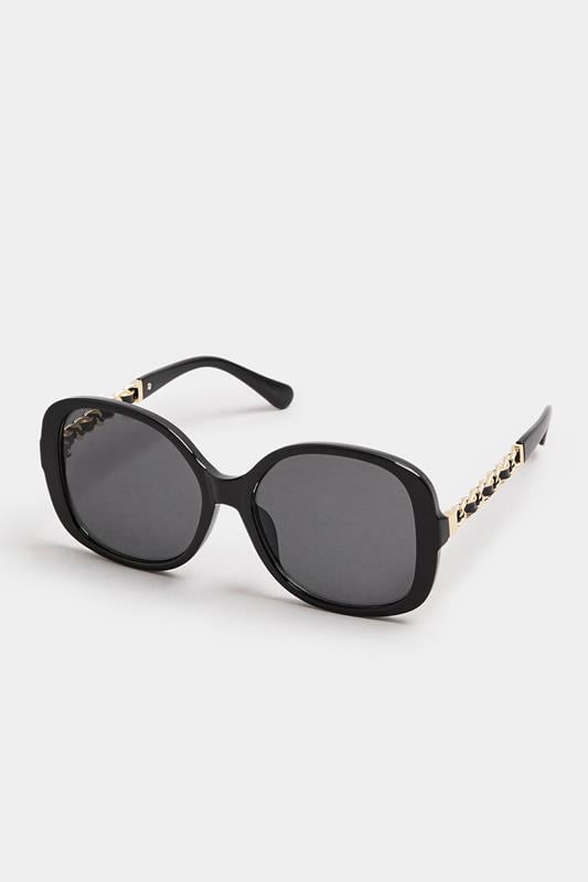 Evans Yours Black Chain Oversized Sunglasses