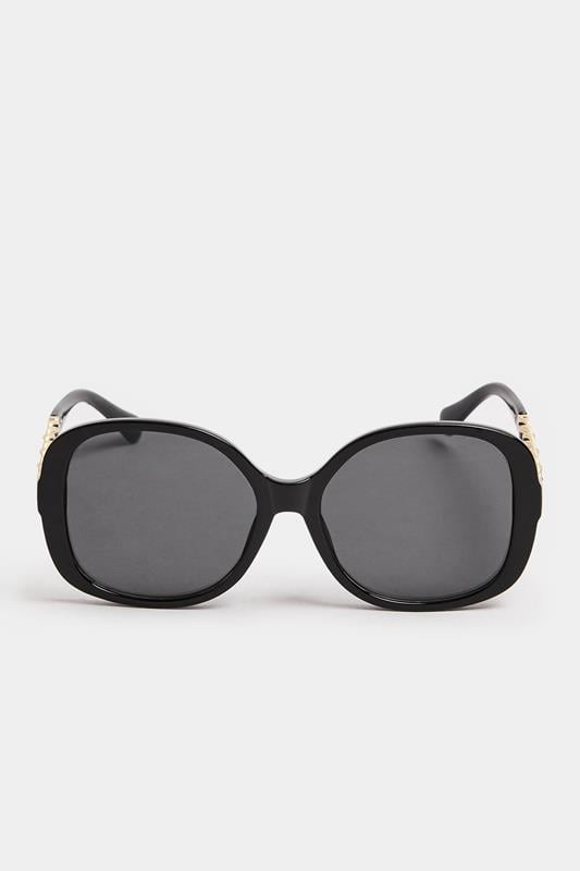 Evans Yours Black Chain Oversized Sunglasses