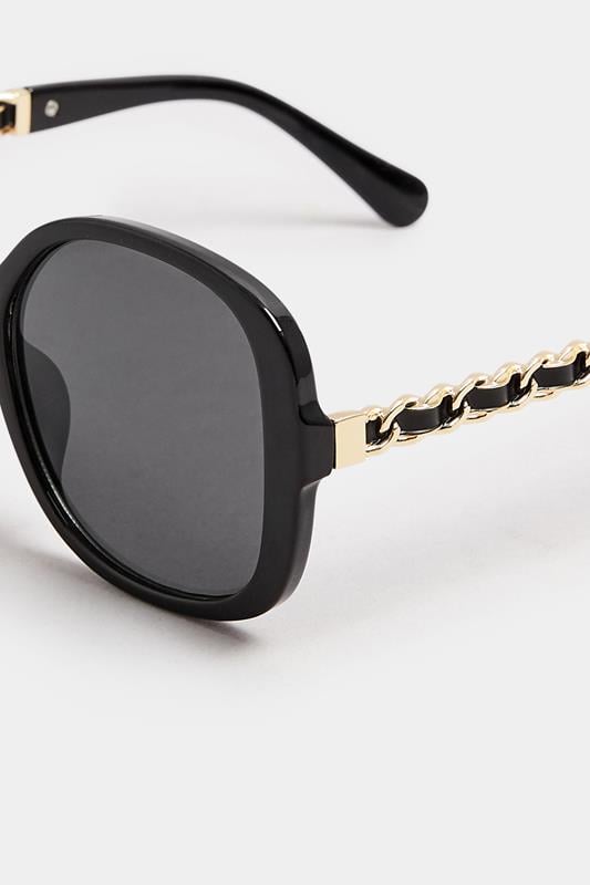 Evans Yours Black Chain Oversized Sunglasses