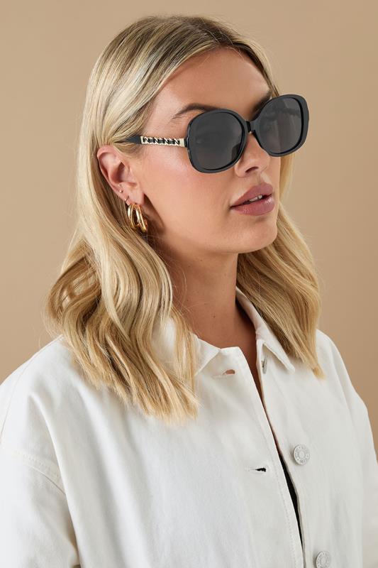 evans Yours Black Chain Oversized Sunglasses