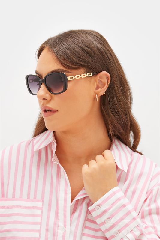 evans Yours Black Chunky Chain Arm Sunglasses