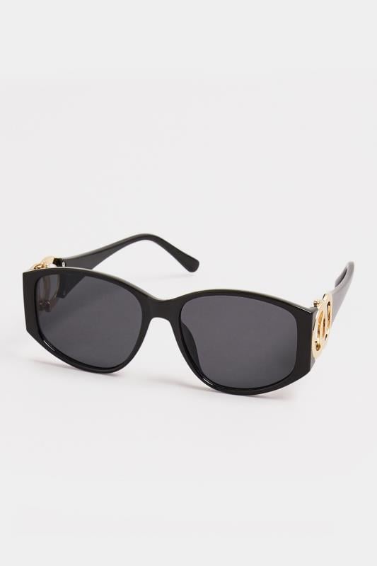 Evans Yours Black Circle Arm Detail Sunglasses