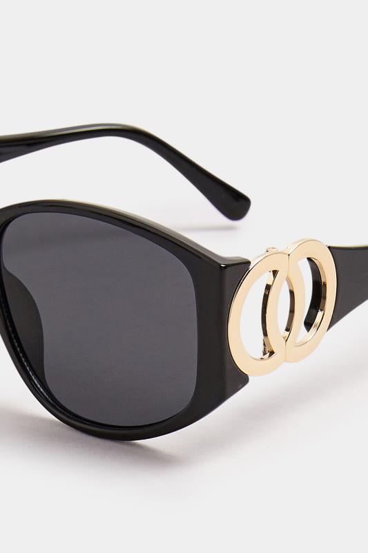 Evans Yours Black Circle Arm Detail Sunglasses