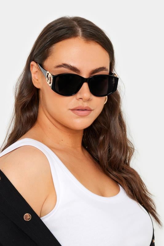 evans Yours Black Circle Arm Detail Sunglasses