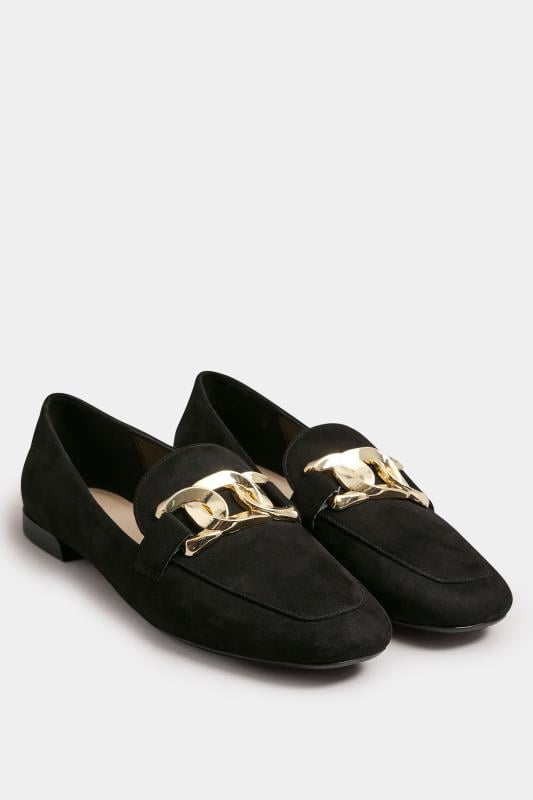 Evans Yours Black Closed Back Loafer In Wide E Fit