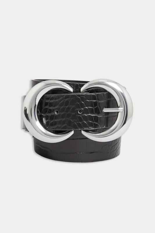 Evans Yours Black Croc Double Hoop Belt