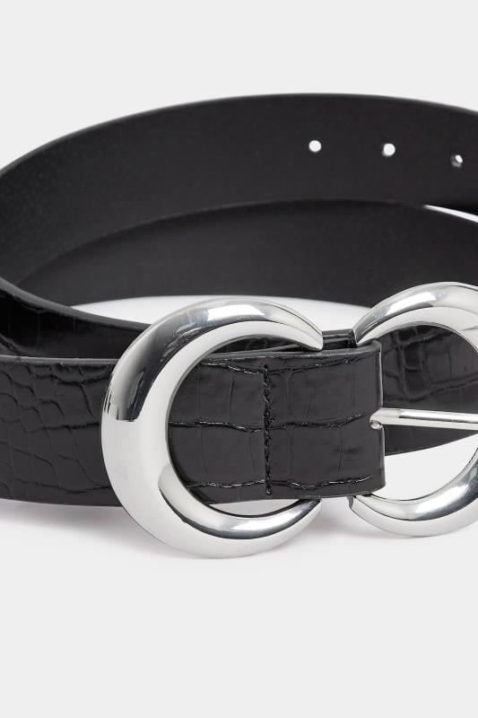 Evans Yours Black Croc Double Hoop Belt